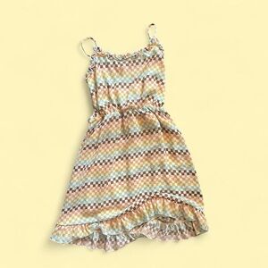 Papaya Pastel Checker Midi Dress in Blue, Yellow, Pink and Brown